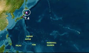 Earthquake in Japan triggered a Tsunami warning