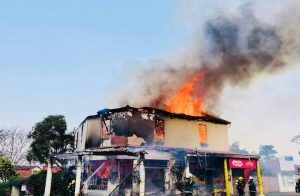 Fire has burnt a chunk of the restaurant building in Morningside
